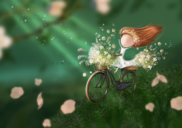Ila Illustrations 059 - Blossom bike