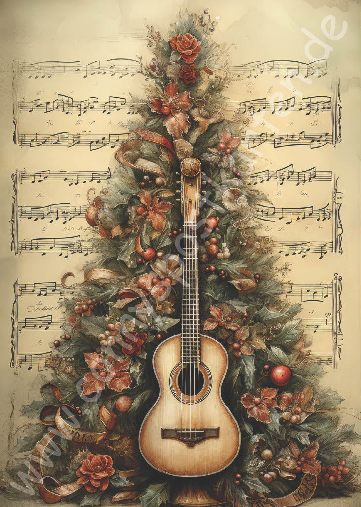Weihnachten - Weihnachtsbaum mit Gitarre