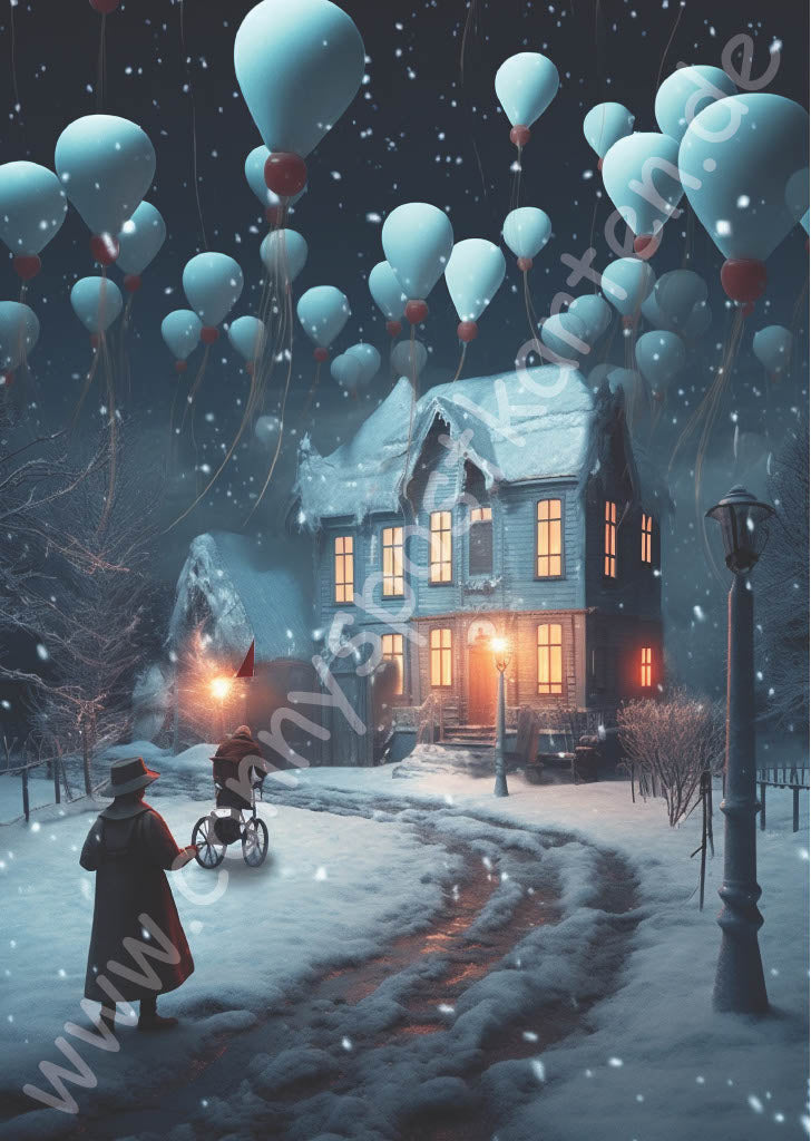 Weihnachten - Haus mit Ballons