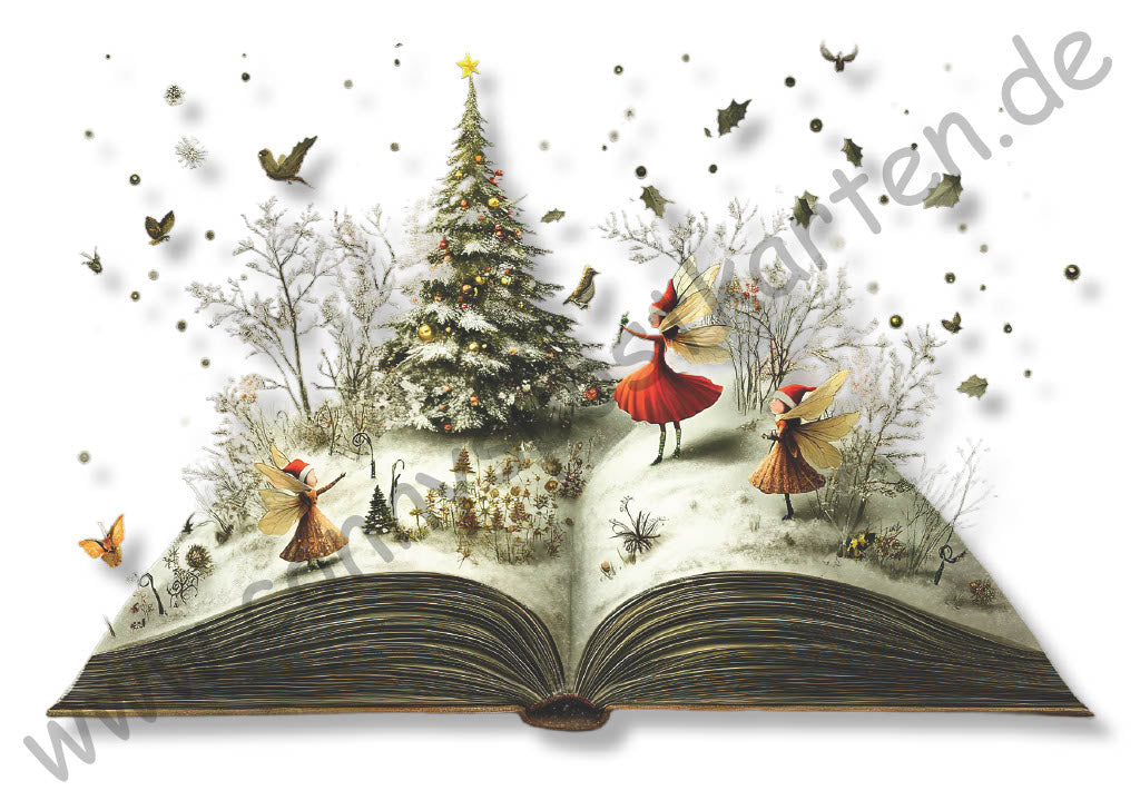 Weihnachten - aufgeklapptes Buch mit Feen