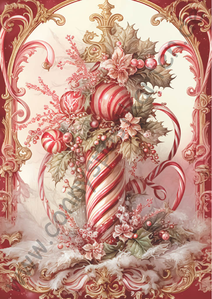 Weihnachten - pink - Zuckerstange mit Deko