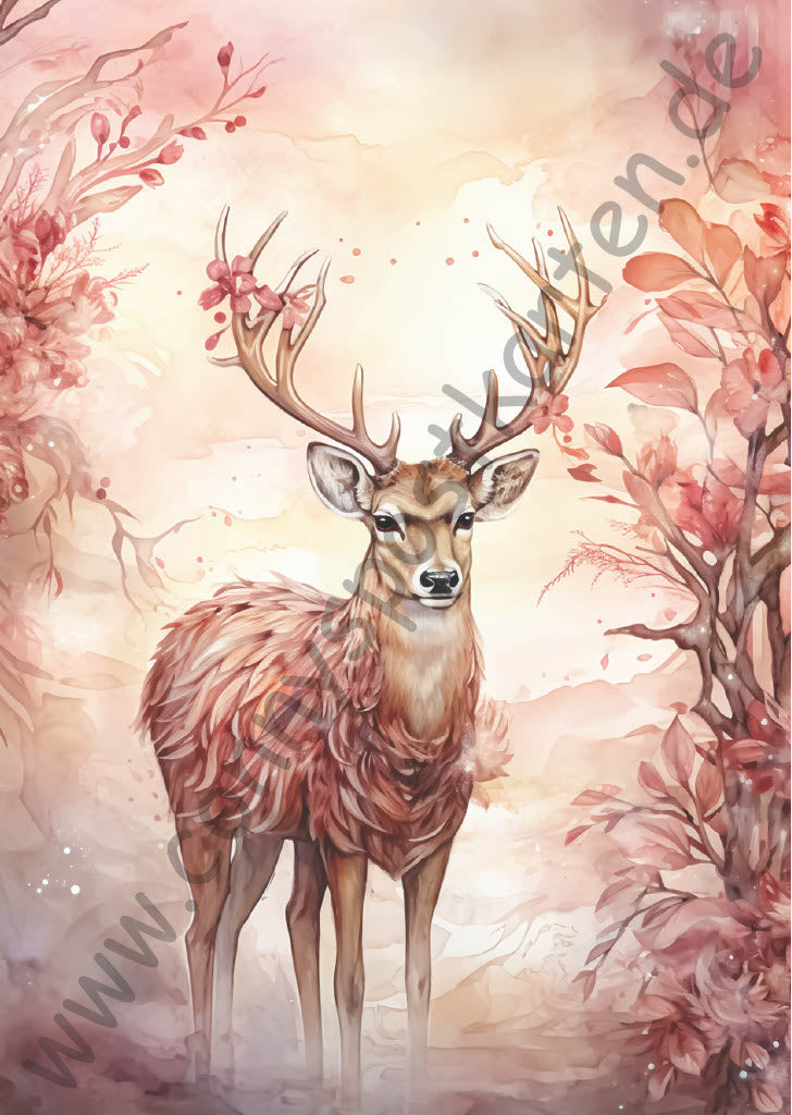 Weihnachten - pink - Rentier