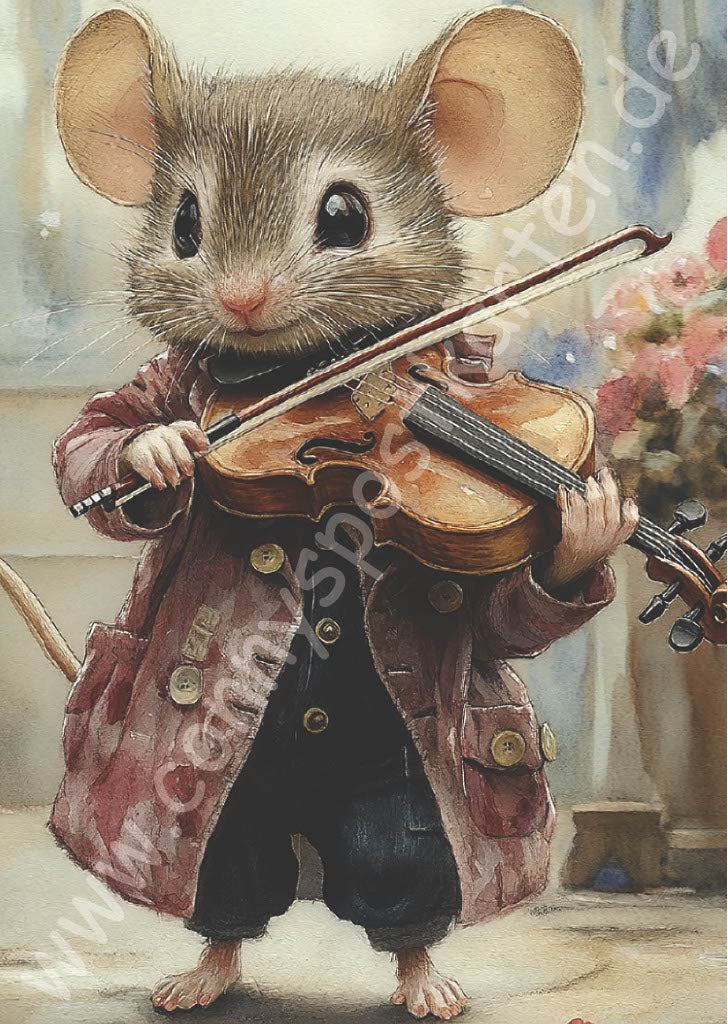 Weihnachten - Maus mit Geige