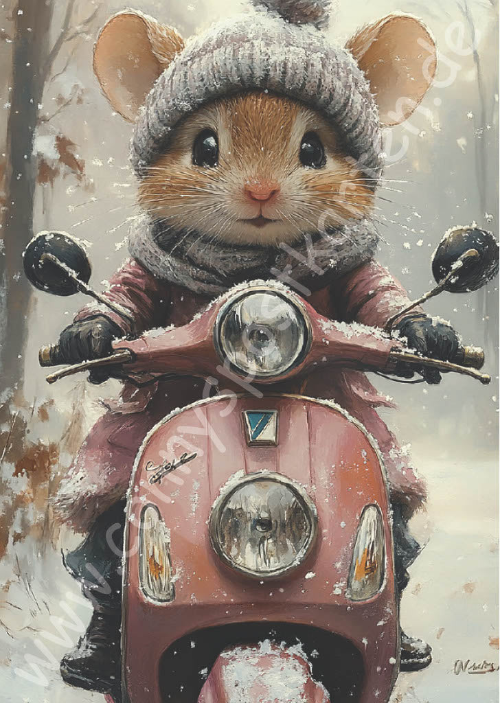 Weihnachten - Maus auf Roller
