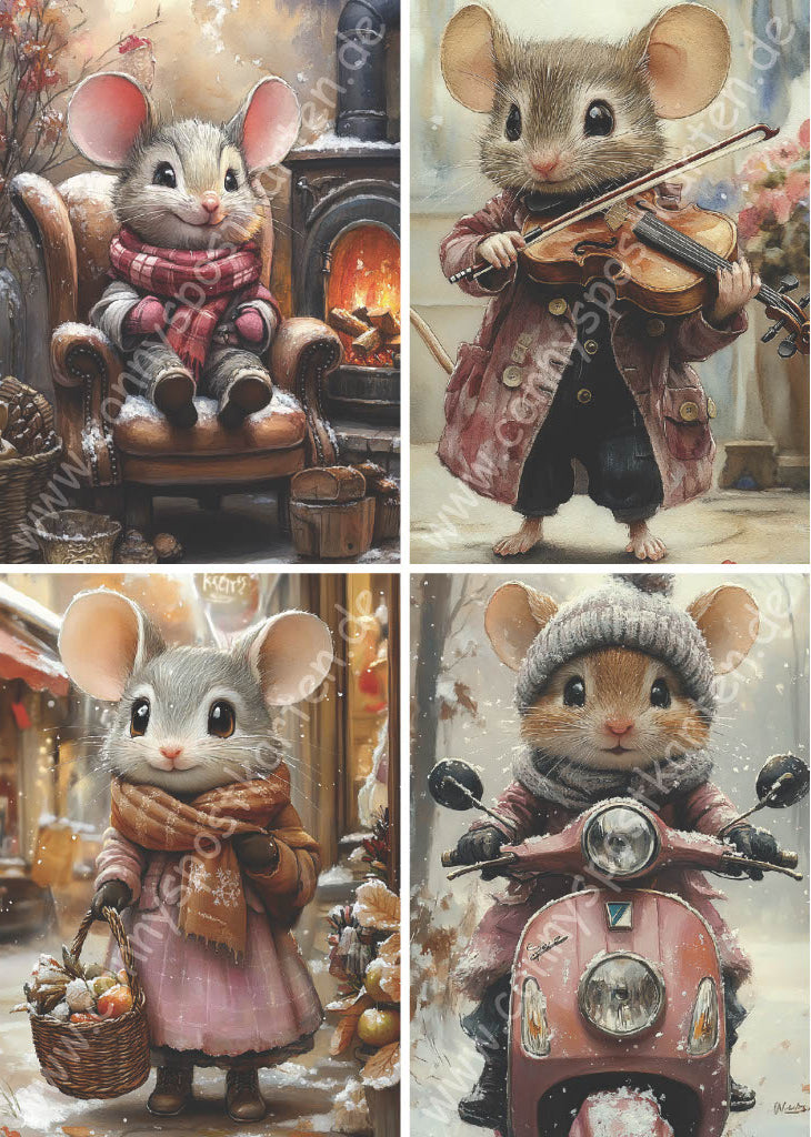 Weihnachten - Maus - Set mit 4 Karten