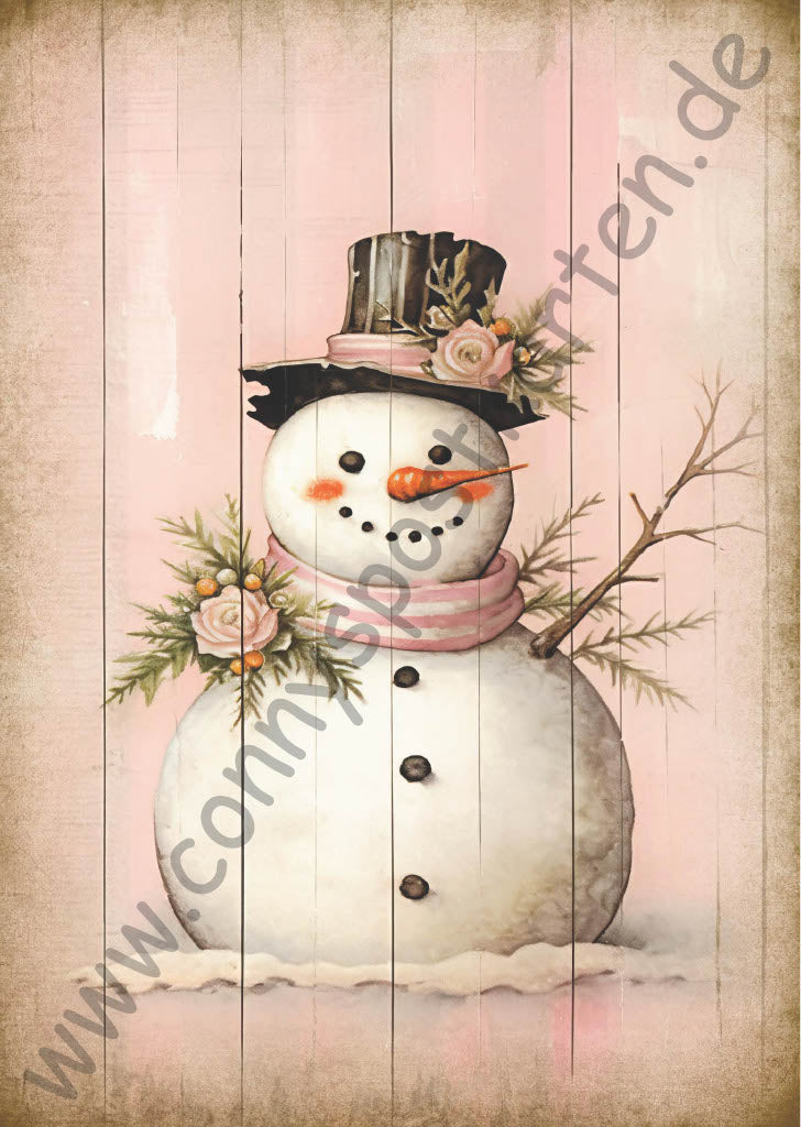 Weihnachten - rosa - Schneemann
