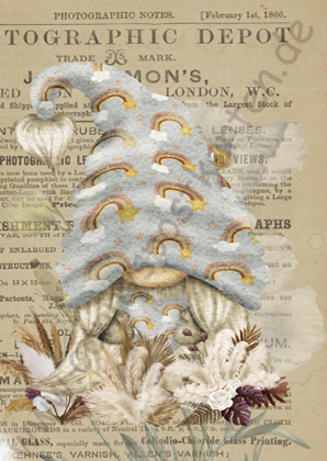 Verschiedenes - Scrapbook Gnom - Mütze mit Regenbogen