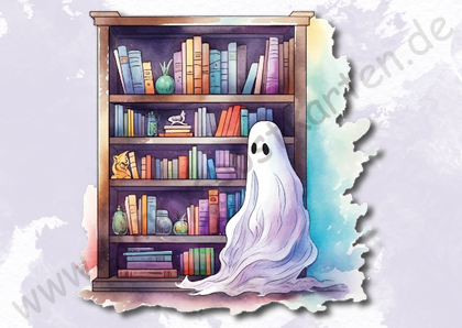 Halloween - Bücherregal - Regal mit Geist