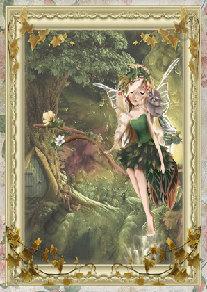 Fantasy - Feen - Waldfee mit Eule auf Schulter