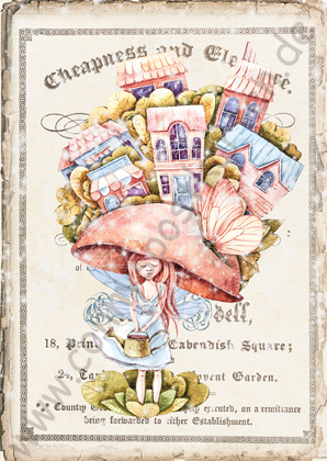 Fantasy - Feen - Pilzhut mit Häusern