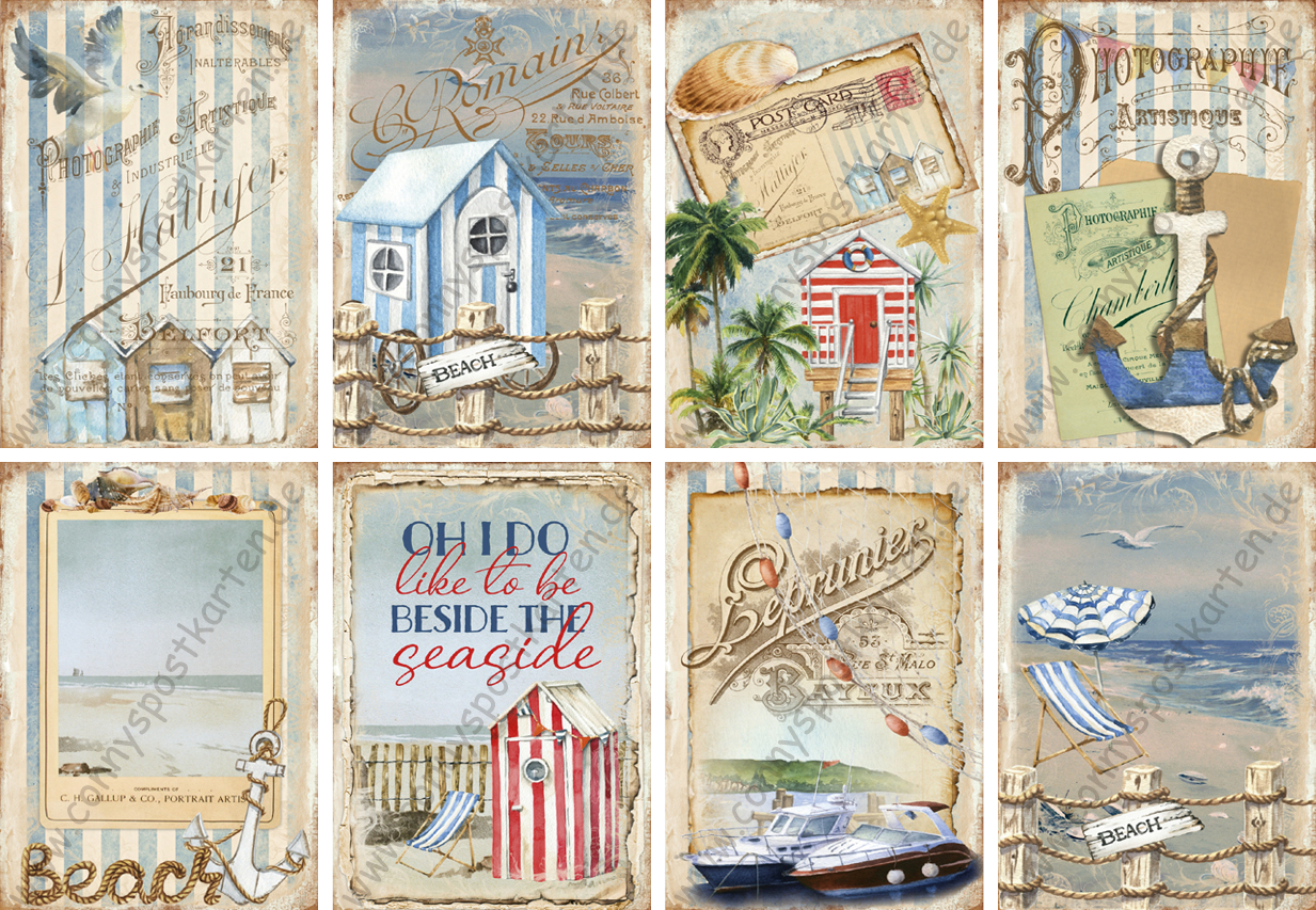 Sommer/Meer - Maritim - Set mit 8 Karten