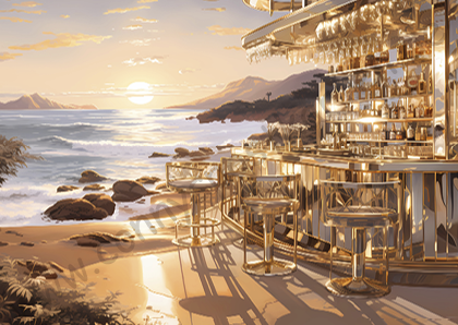 Sommer/Meer - gold/rosa - Strandbar