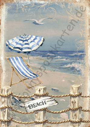 Sommer/Meer - Maritim - Liegestuhl mit Schirm