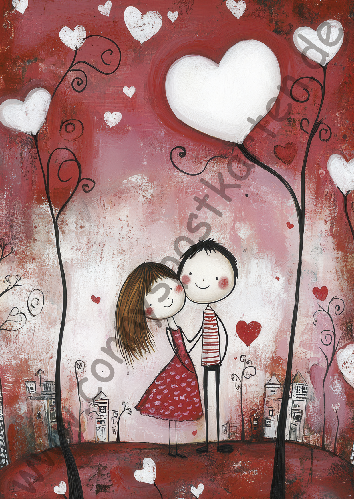 Valentinstag - Figuren - Paar Rot