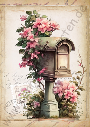 Verschiedenes - Briefkasten mit Blumen