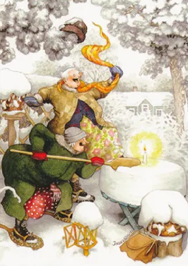 Inge Löök 33 - Frauen und Kerze im Schnee