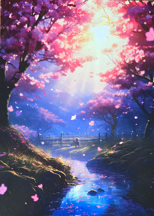Landschaft - rosa Blätter