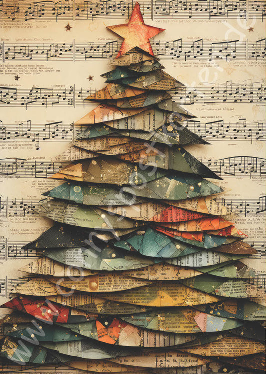 Weihnachten - Weihnachtsbaum mit Notenhintergrund