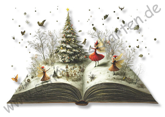 Weihnachten - aufgeklapptes Buch mit Feen