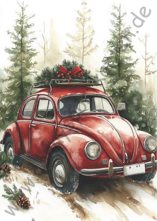 Weihnachten - roter VW Käfer