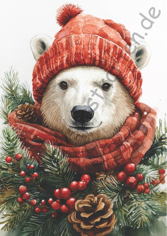 Weihnachten - Eisbär mit roter Mütze