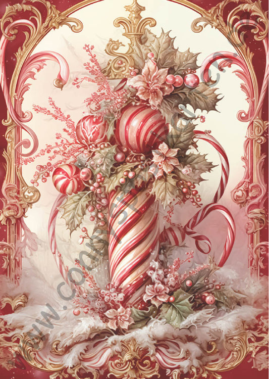 Weihnachten - pink - Zuckerstange mit Deko