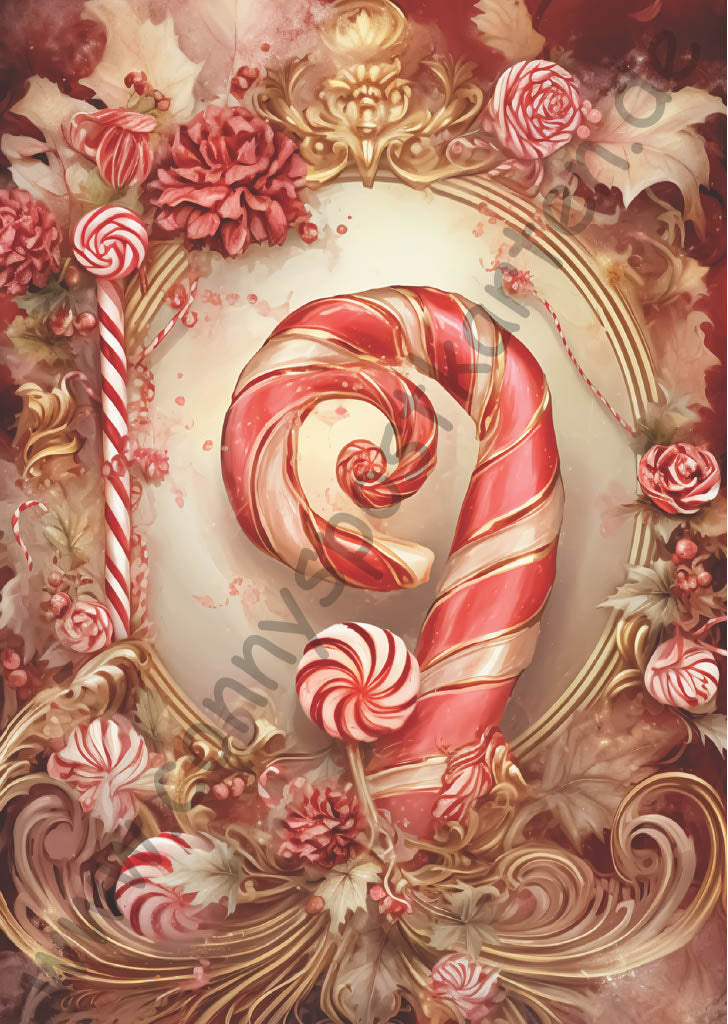 Weihnachten - pink - runde Zuckerstange