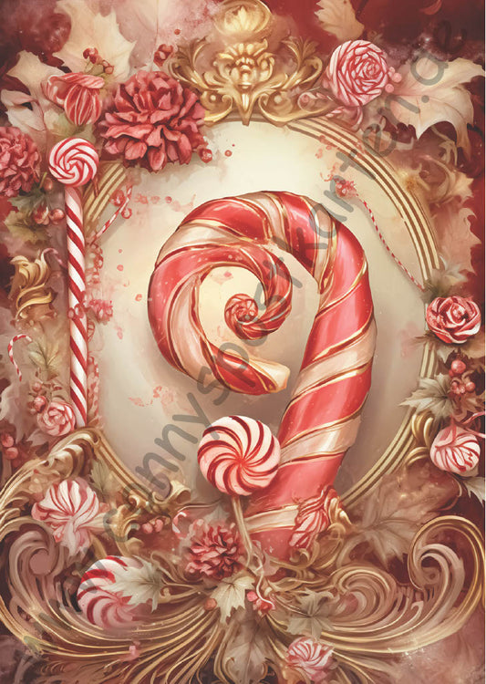 Weihnachten - pink - runde Zuckerstange