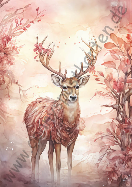 Weihnachten - pink - Rentier