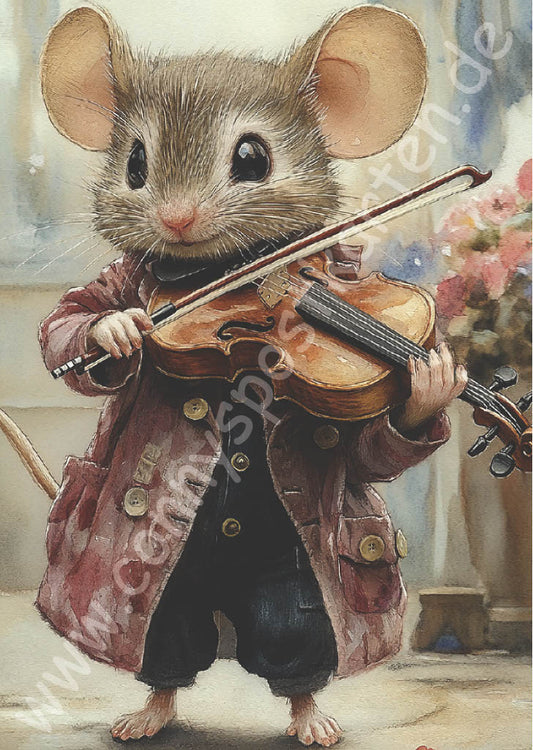Weihnachten - Maus mit Geige