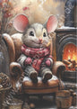 Weihnachten - Maus auf Sessel vor Kamin