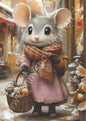 Weihnachten - Maus mit Körbchen und Schal