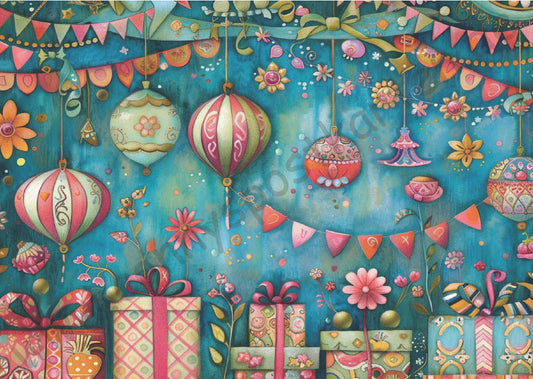 Geburtstag - Party - Geschenke auf blauem Hintergrund