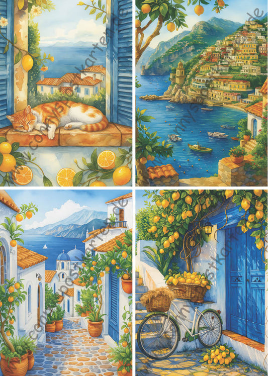 Sommer - LemonCoast - Set mit 4 Karten