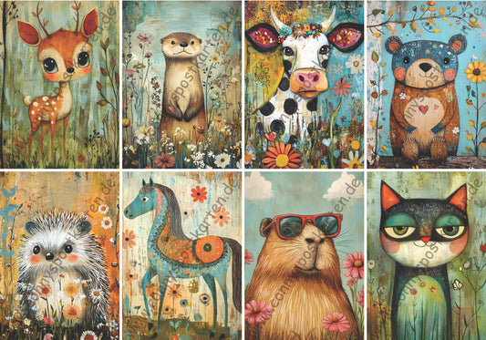 Tiere - Portrait - Set mit 8 Karten