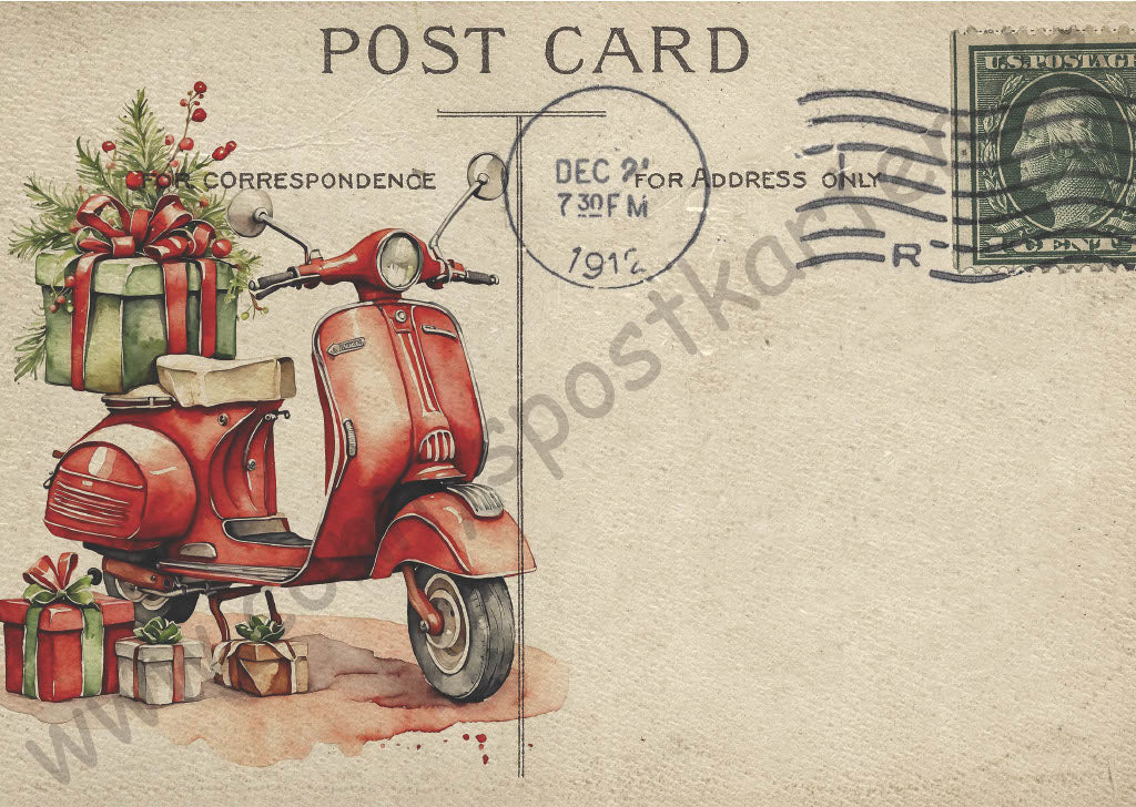 Weihnachten - Vintage - Poststempel - Roller