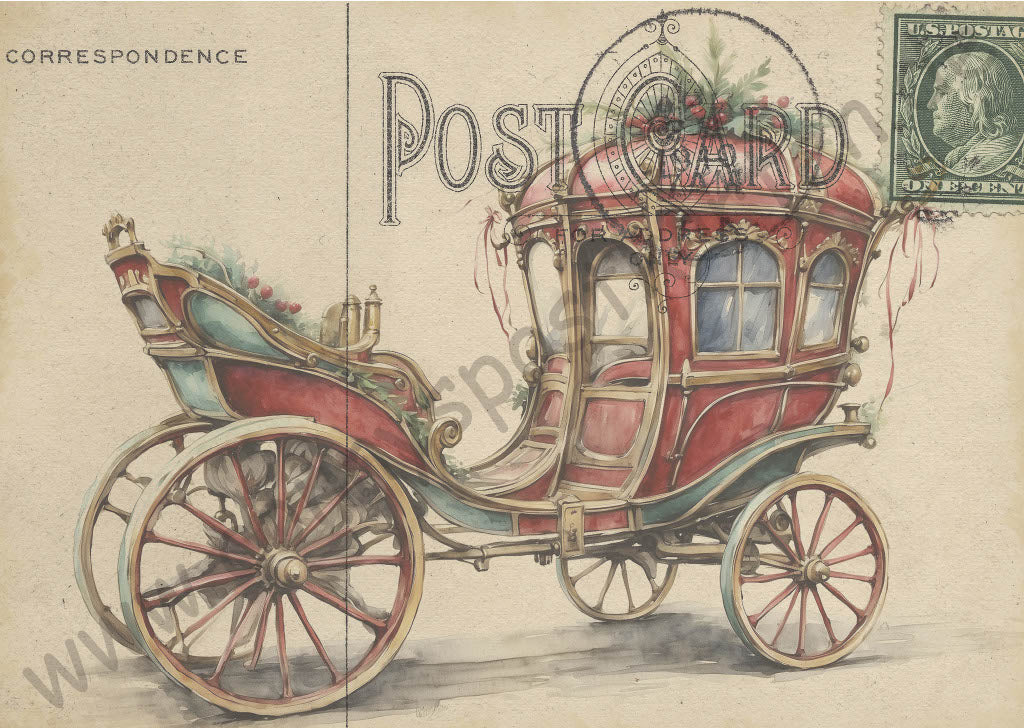 Weihnachten - Vintage - Poststempel - Kutsche