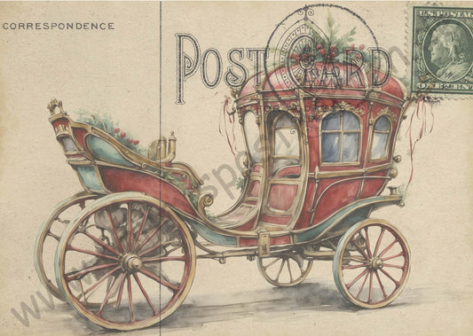 Weihnachten - Vintage - Poststempel - Kutsche