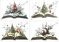 Weihnachten - aufgeklapptes Buch - Set mit 4 Karten