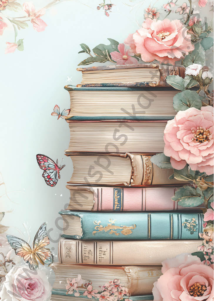 Verschiedenes - Rosa/Mintgrün - Bücherstapel