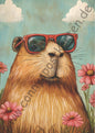 Tiere - Portrait - Capybara mit Sonnenbrille