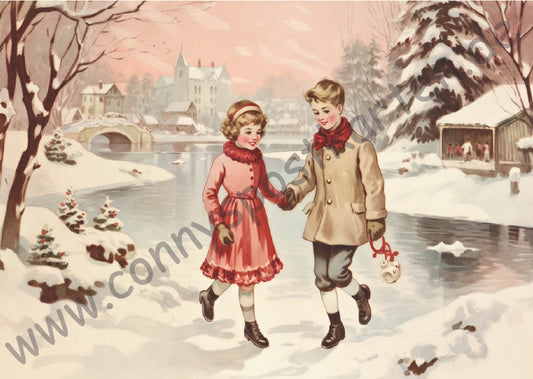 Weihnachten - Vintage - 2 Kinder