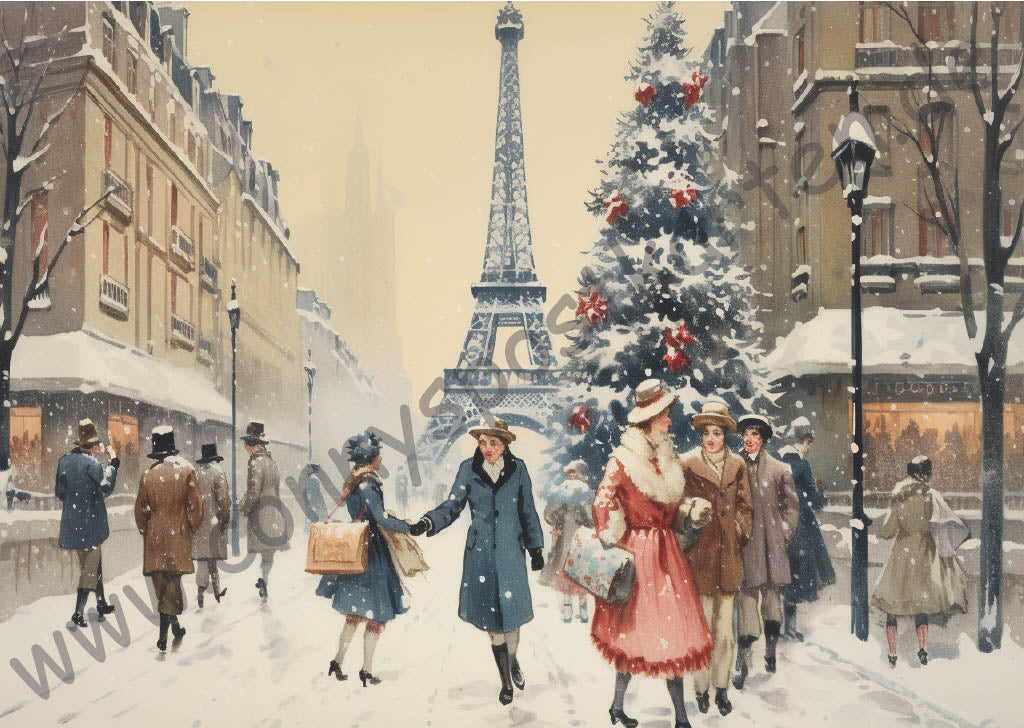 Weihnachten - Vintage - Menschen in Paris