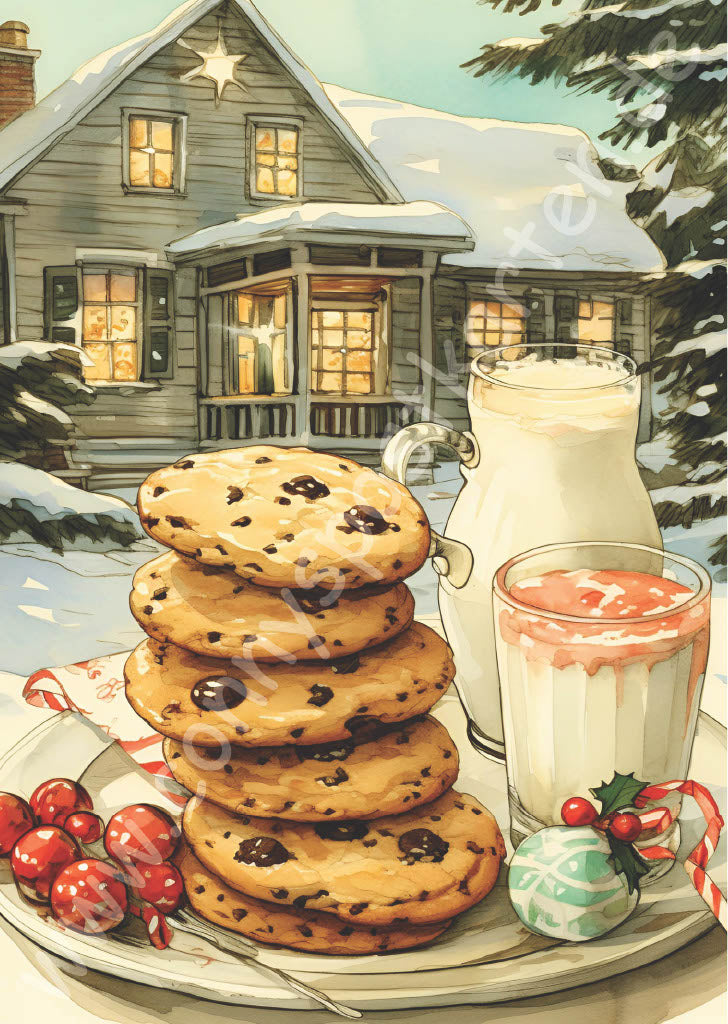 Weihnachten - grün - Cookies mit Milch
