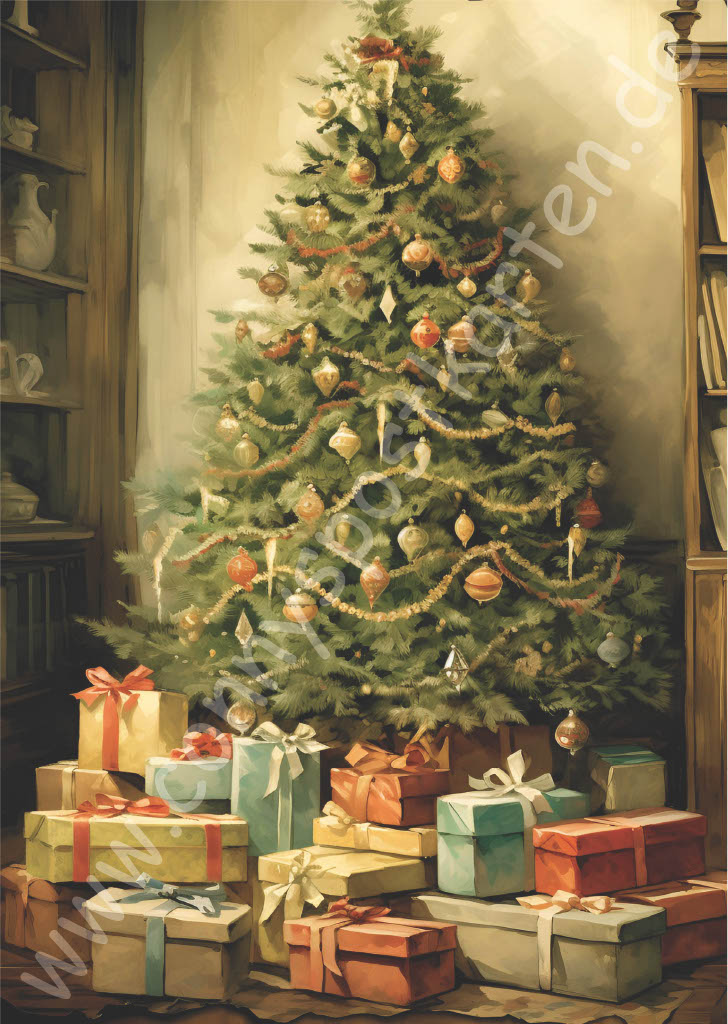 Weihnachten - grün - Weihnachtsbaum mit Geschenken