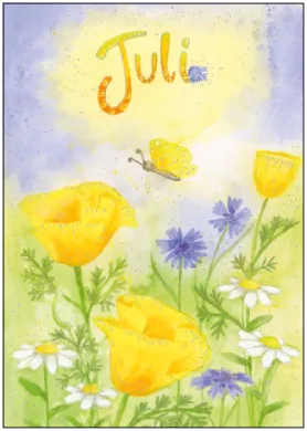 Inga Berkensträter - Juli (Wiesenblumen mit Schmetterling)