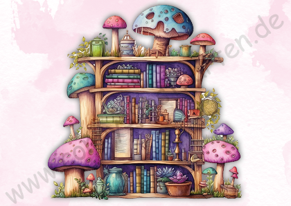 Fantasy - Bücherregal - Regal mit Pilzen
