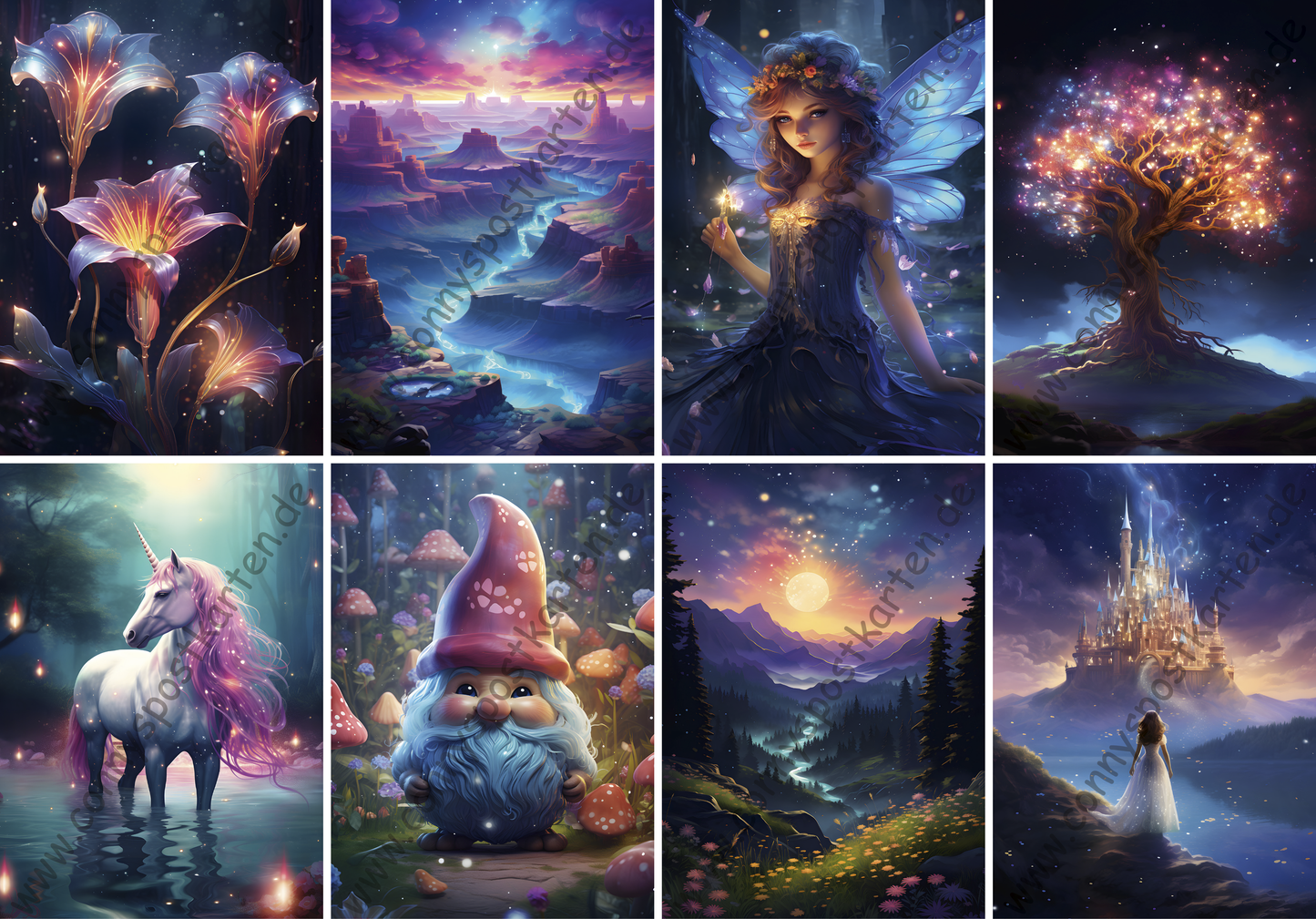 Fantasy - Leuchten - Set mit 8 Karten