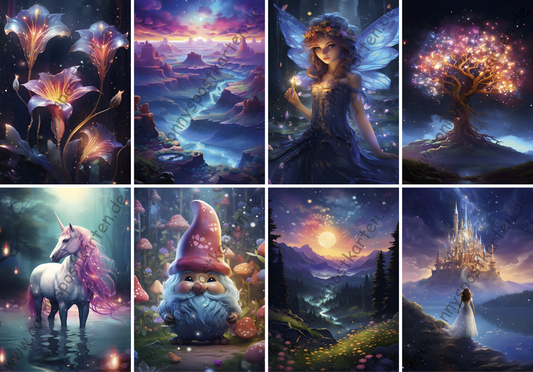Fantasy - Leuchten - Set mit 8 Karten