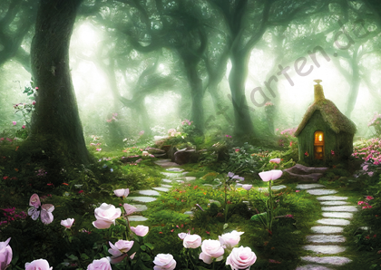 Fantasy - Feenhäuser - Haus mit weißen Rosen